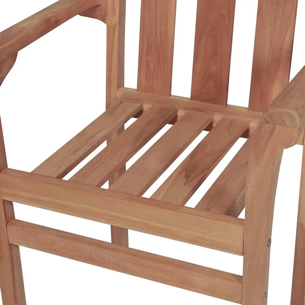 Outdoor Stackable Garden Chairs Set of 6 Teak Wood with Cushions