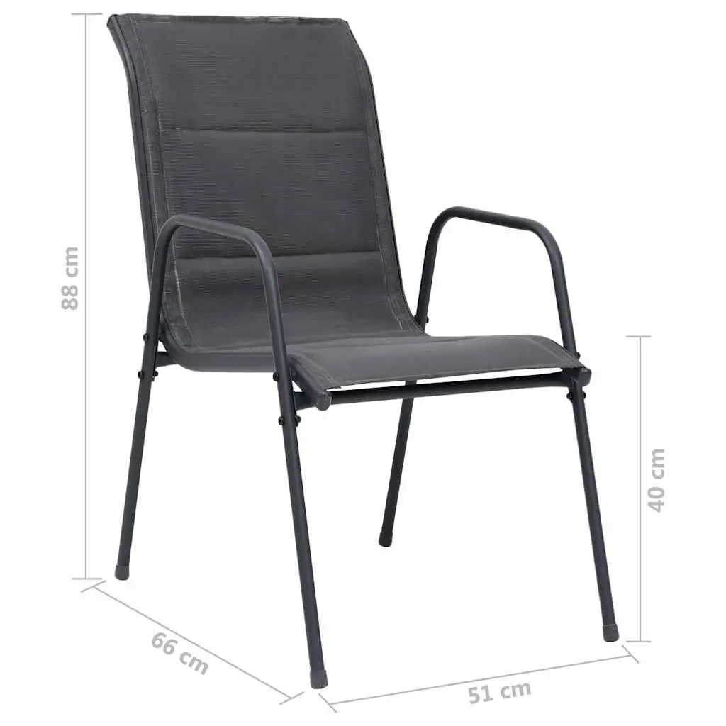 Outdoor Dining Set Steel Frame Anthracite 3 Piece Stackable Garden Furniture
