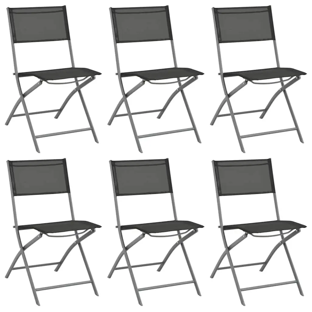 7 Piece Outdoor Dining Set Steel Frame Textilene Fabric Chairs Anthracite Garden Patio Furniture