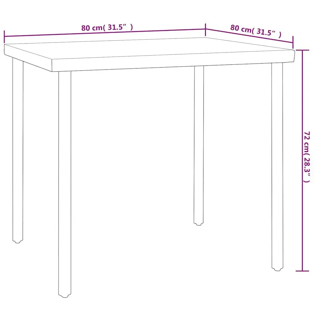 3 Piece Outdoor Dining Set Steel Frame Foldable Chairs Garden Patio Furniture