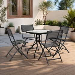 Outdoor Dining Set 5 Piece Steel Frame Anthracite Garden Furniture Chairs Table
