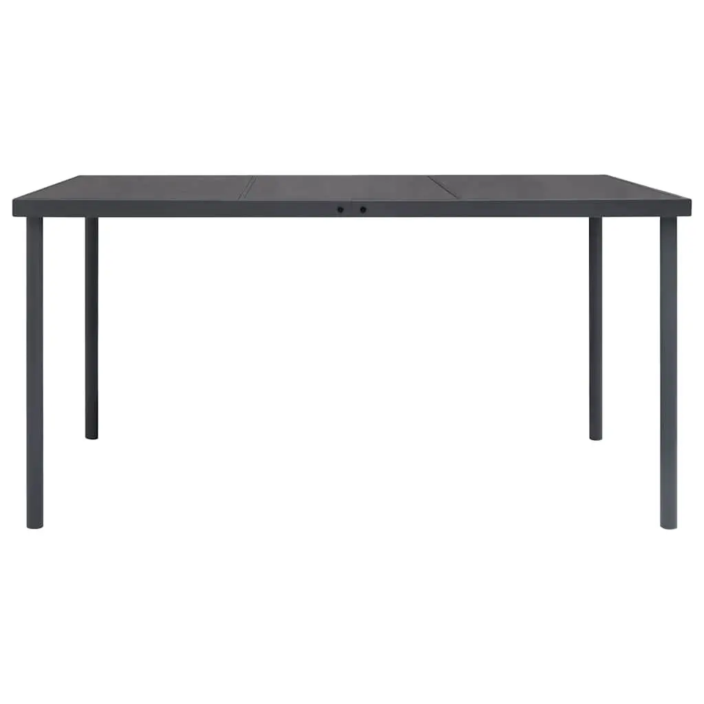 Outdoor Dining Set 9 Piece Steel Frame Stackable Chairs Garden Furniture Black