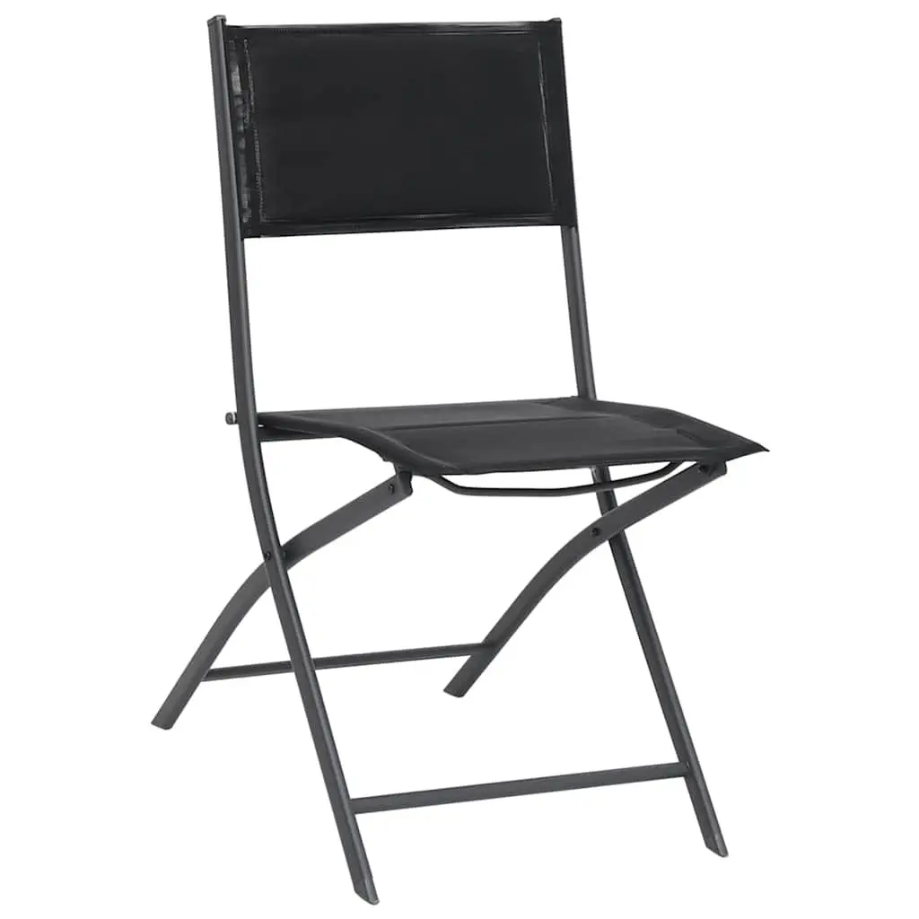 Outdoor Dining Set 9 Piece Steel Frame Stackable Chairs Garden Furniture Black