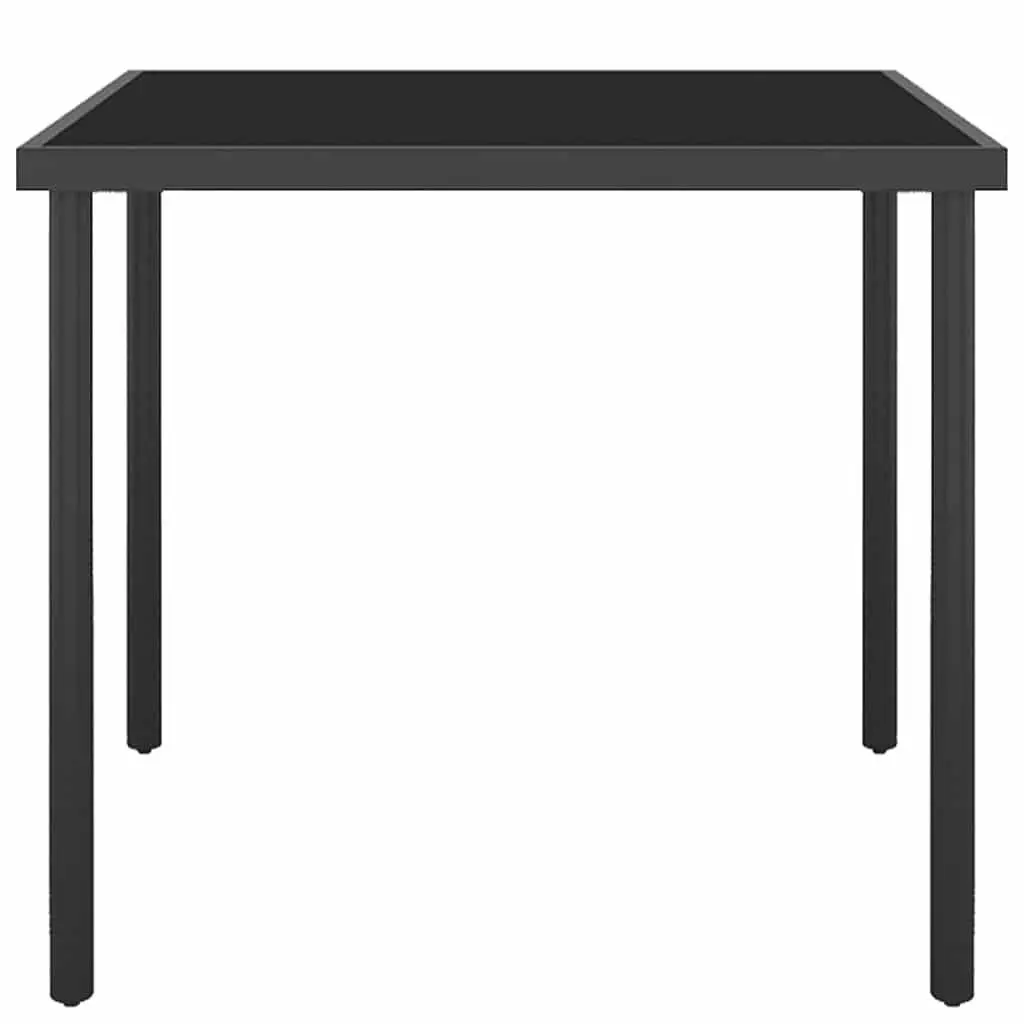 3 Piece Outdoor Dining Set Steel Frame Stackable Chairs Garden Furniture Black