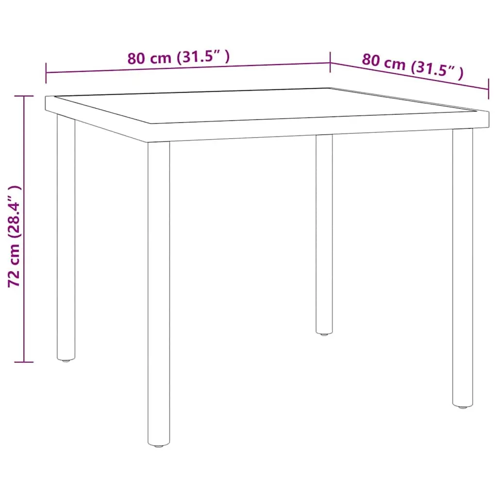 3 Piece Outdoor Dining Set Steel Frame Stackable Chairs Garden Furniture Black