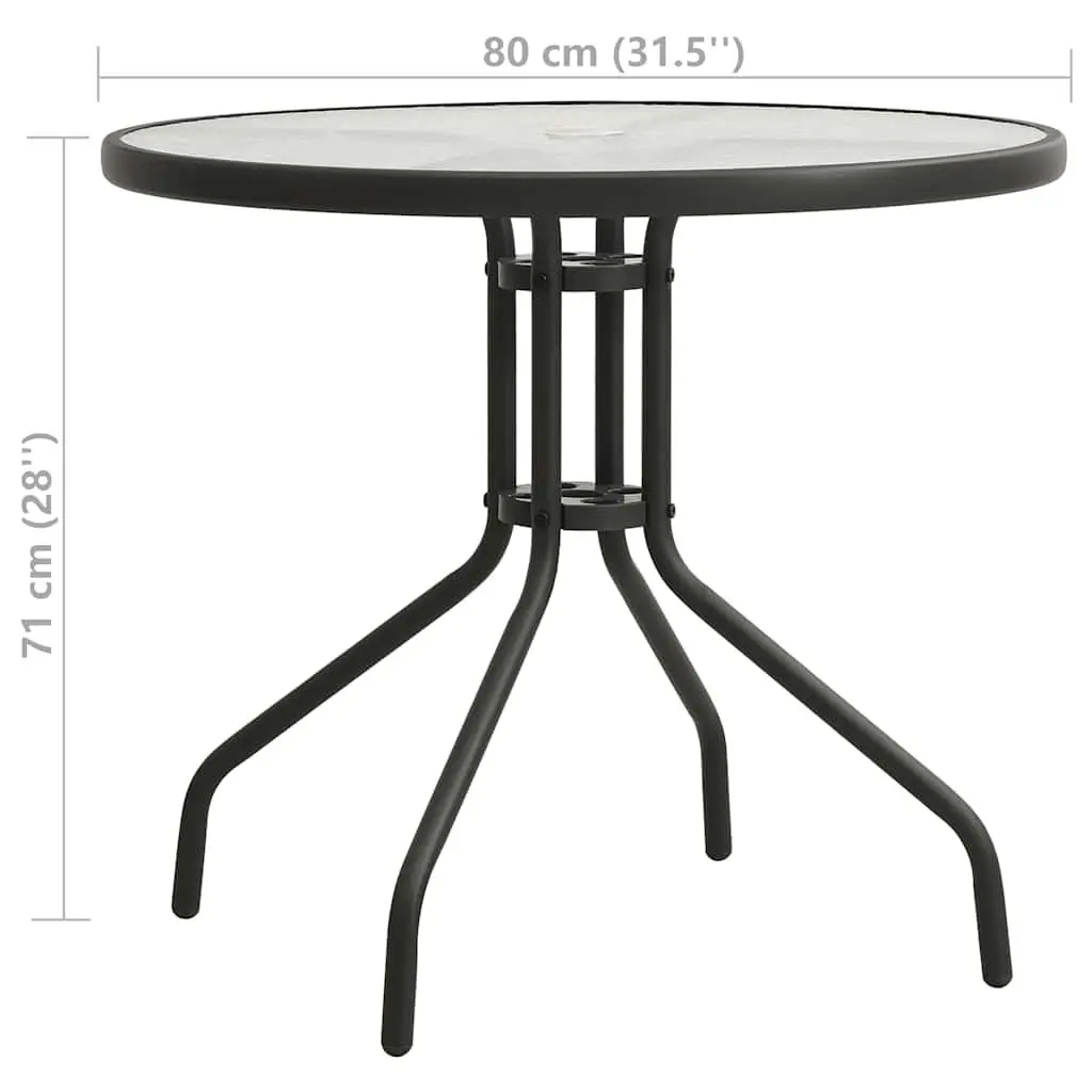 5 Piece Outdoor Dining Set Stackable Chairs Steel Frame Black