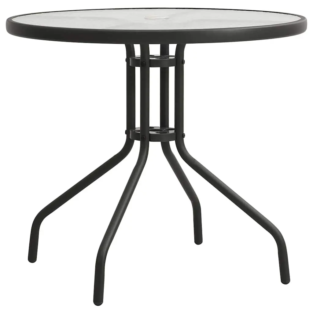 5 Piece Outdoor Dining Set Stackable Chairs Steel Frame Black