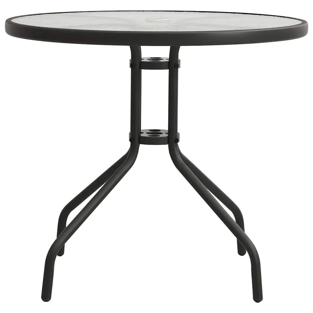 5 Piece Outdoor Dining Set Stackable Chairs Steel Frame Black