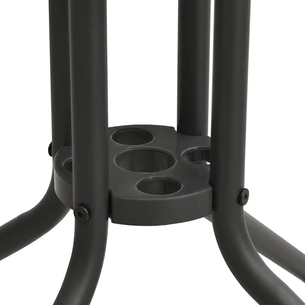 5 Piece Outdoor Dining Set Stackable Chairs Steel Frame Black