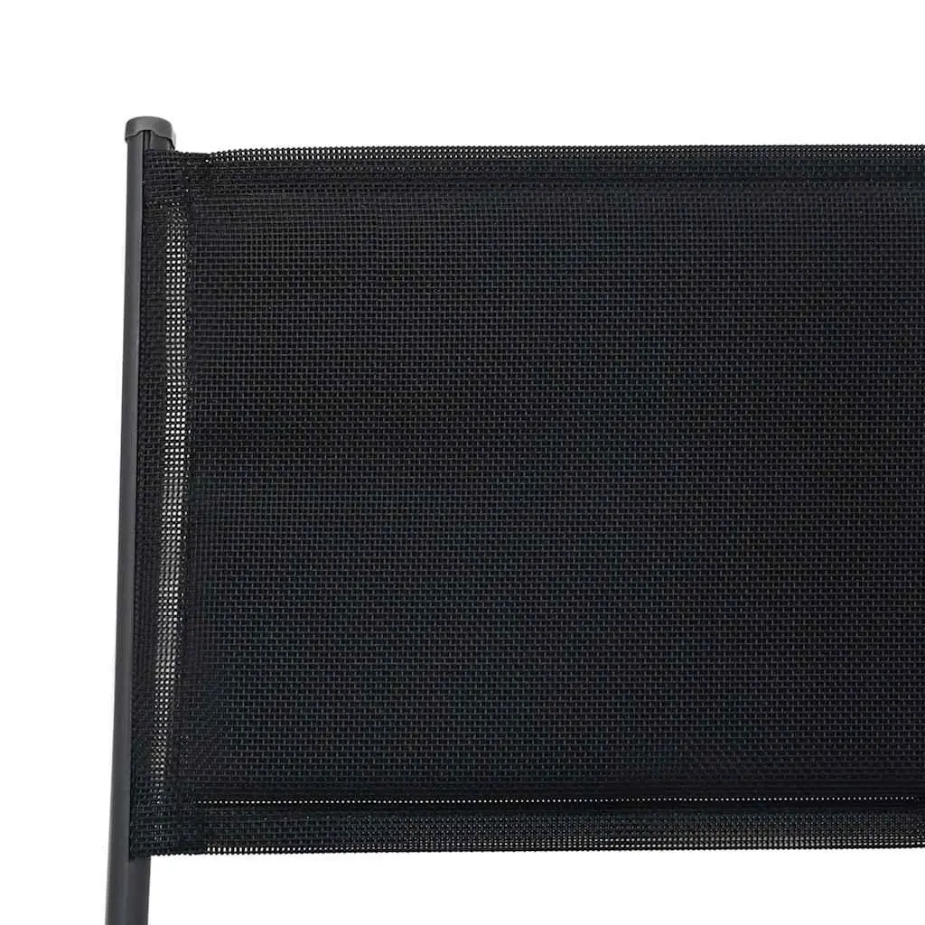 5 Piece Outdoor Dining Set Stackable Chairs Steel Frame Black