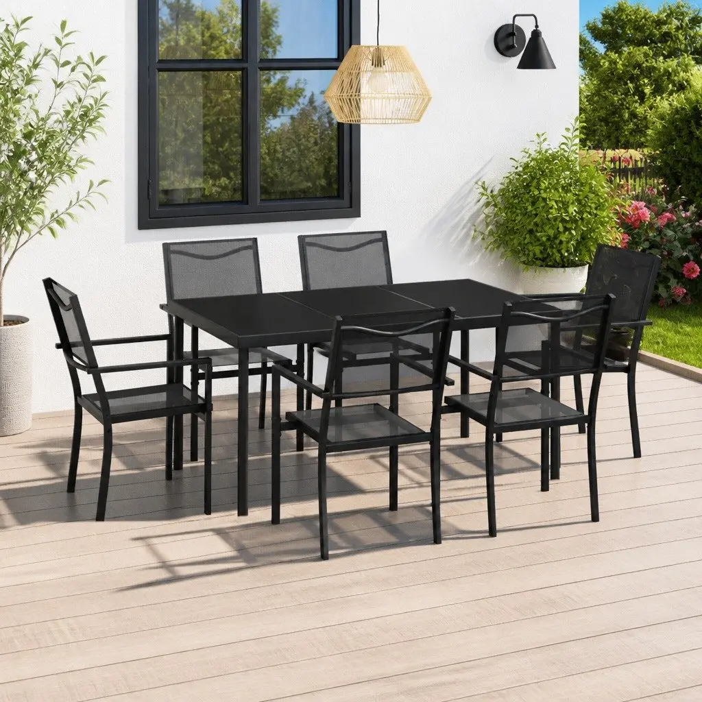 Outdoor Dining Set 7 Piece Steel Frame Anthracite Garden Furniture