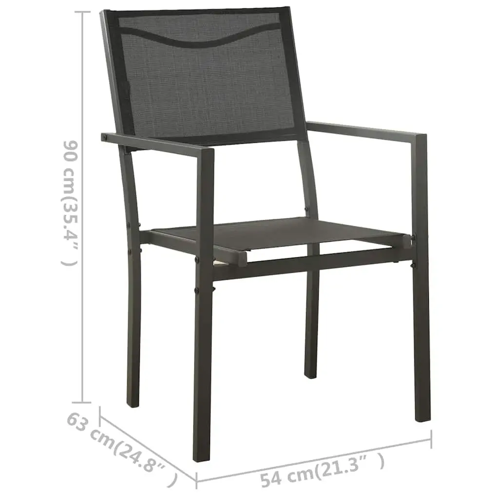 Outdoor Dining Set 3 Piece Steel Frame Table Chairs Garden Furniture Black