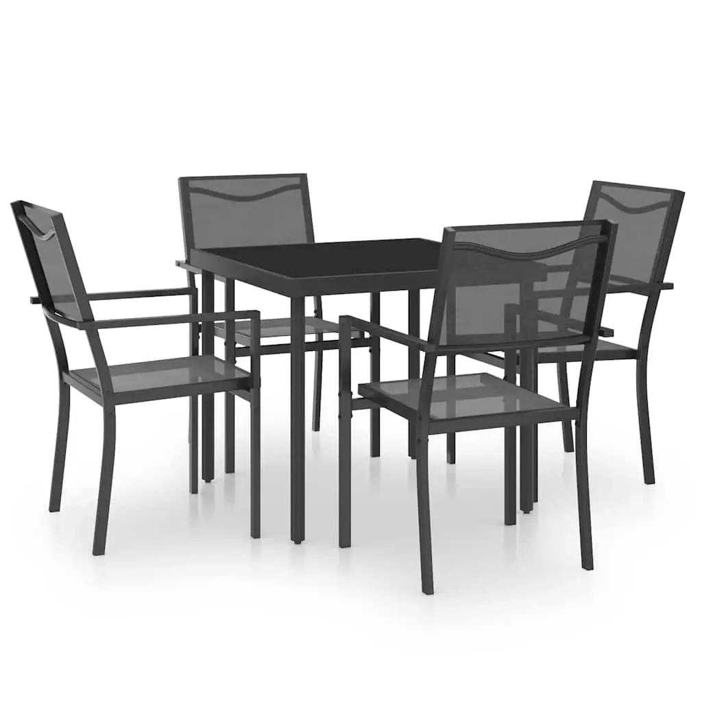 Outdoor Dining Set 5 Piece Steel Frame Table Chairs Garden Patio Furniture
