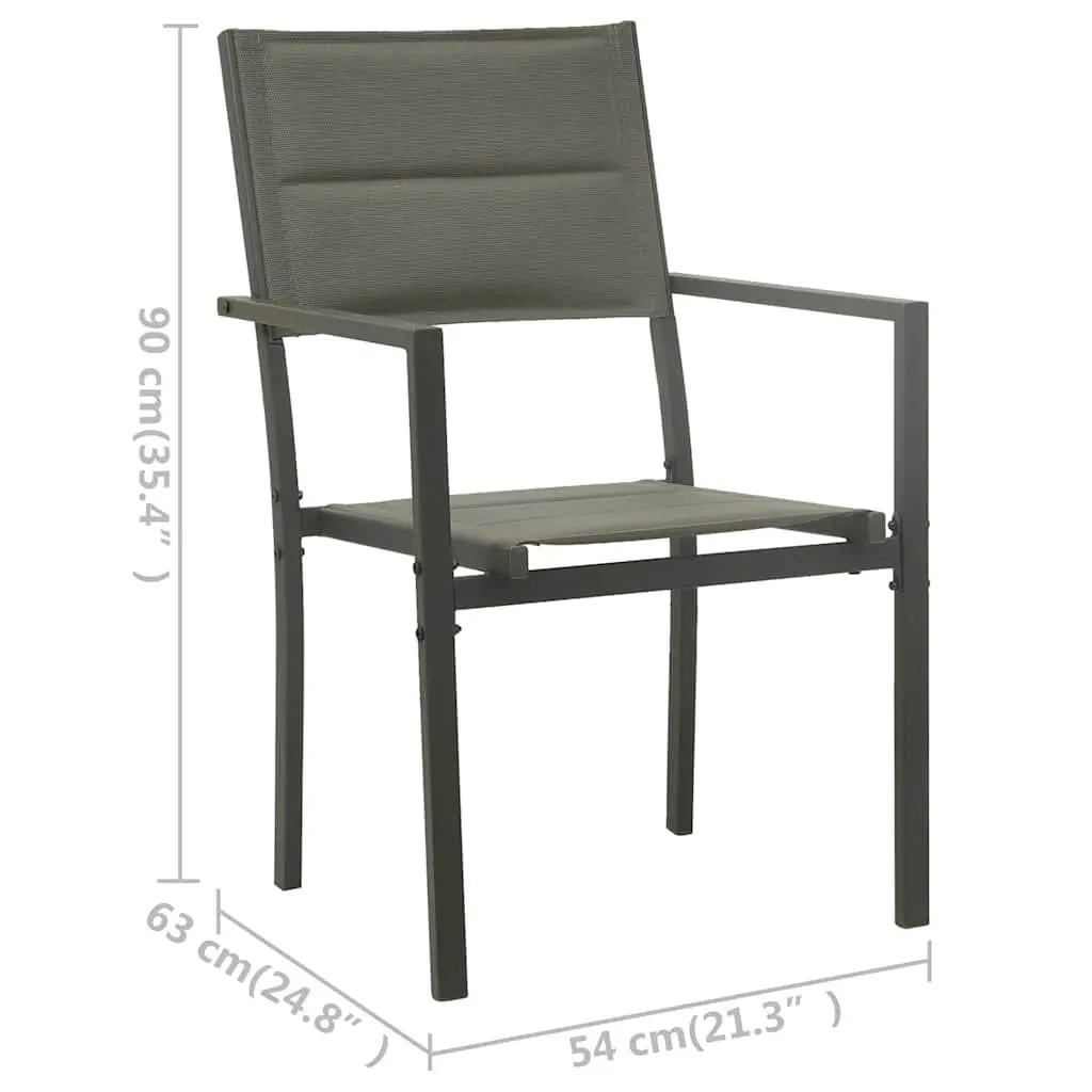 3 Piece Outdoor Dining Set Steel Frame Stackable Chairs Garden Patio Furniture