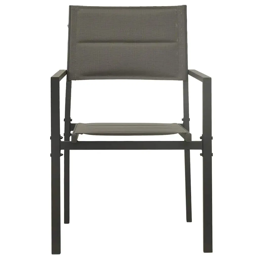 3 Piece Outdoor Dining Set Steel Frame Stackable Chairs Garden Patio Furniture
