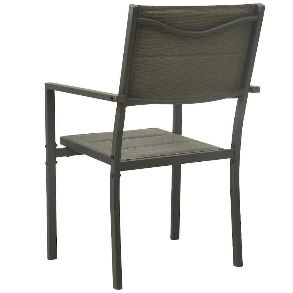 3 Piece Outdoor Dining Set Steel Frame Stackable Chairs Garden Patio Furniture