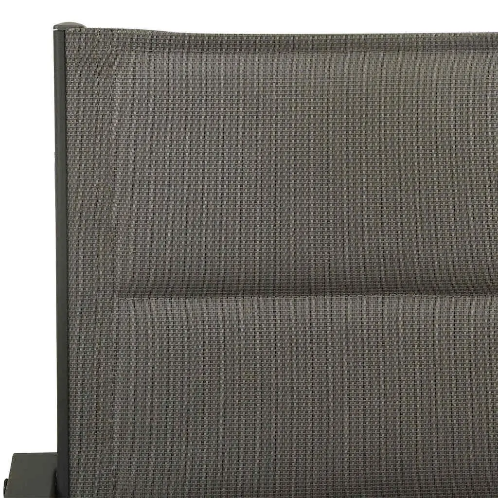 Outdoor Dining Set 9 Piece Garden Furniture Steel Frame Stackable Chairs Grey