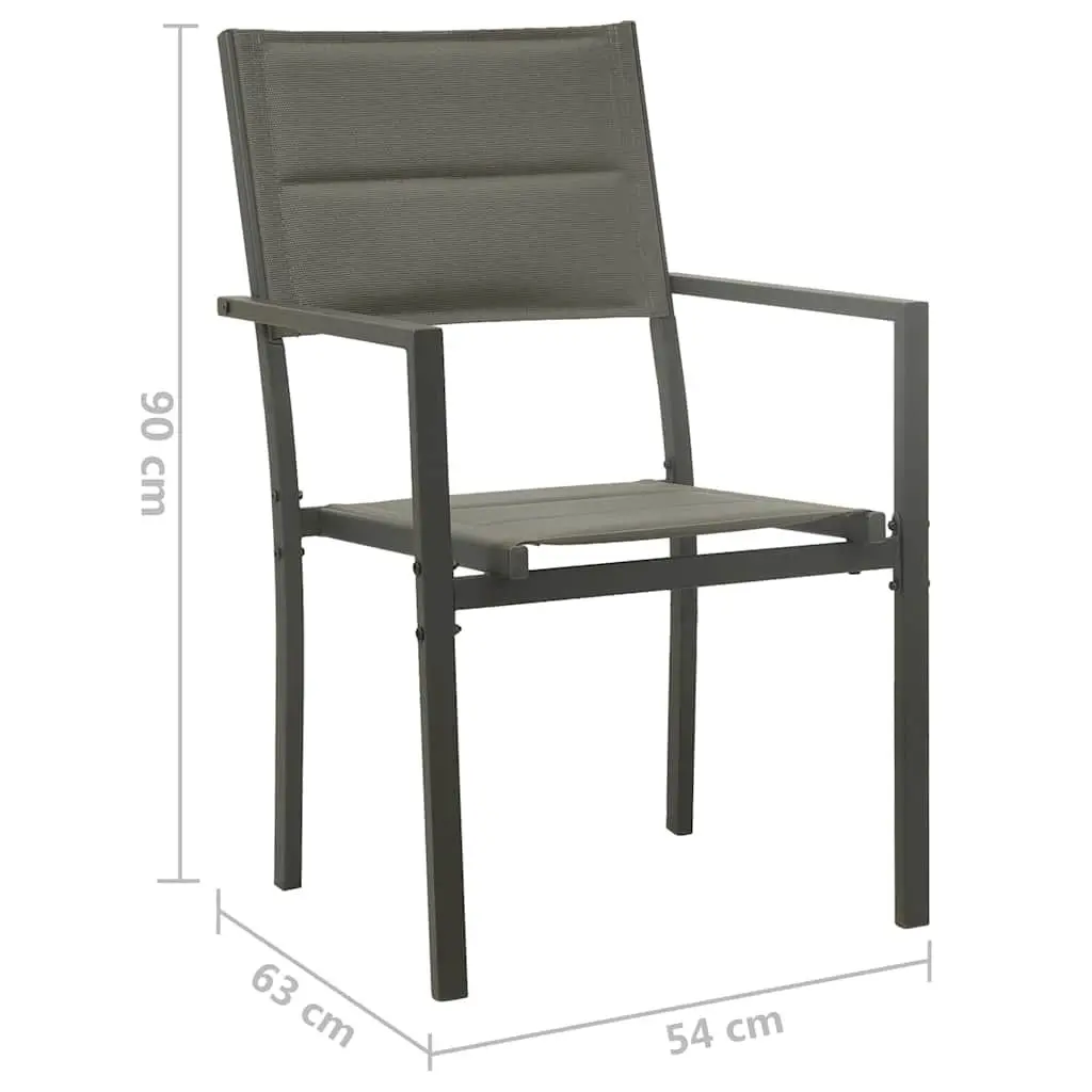 Outdoor Dining Set 9 Piece Garden Furniture Steel Frame Stackable Chairs Grey