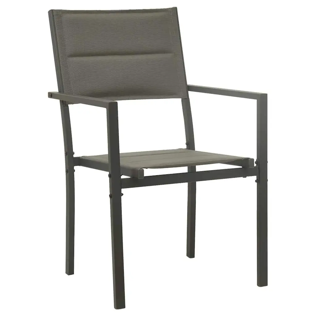 Outdoor Dining Set 9 Piece Garden Furniture Steel Frame Stackable Chairs Grey
