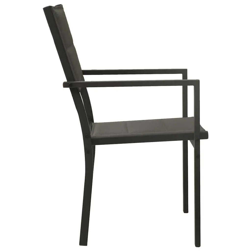 Outdoor Dining Set 9 Piece Garden Furniture Steel Frame Stackable Chairs Grey