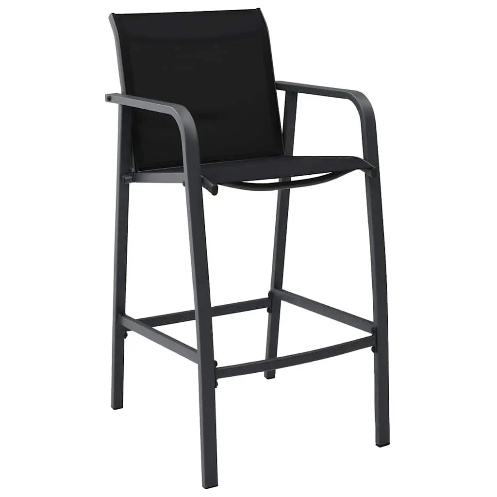 Garden Bar Set 7 Piece Outdoor Furniture Dining Chairs Table Black Patio