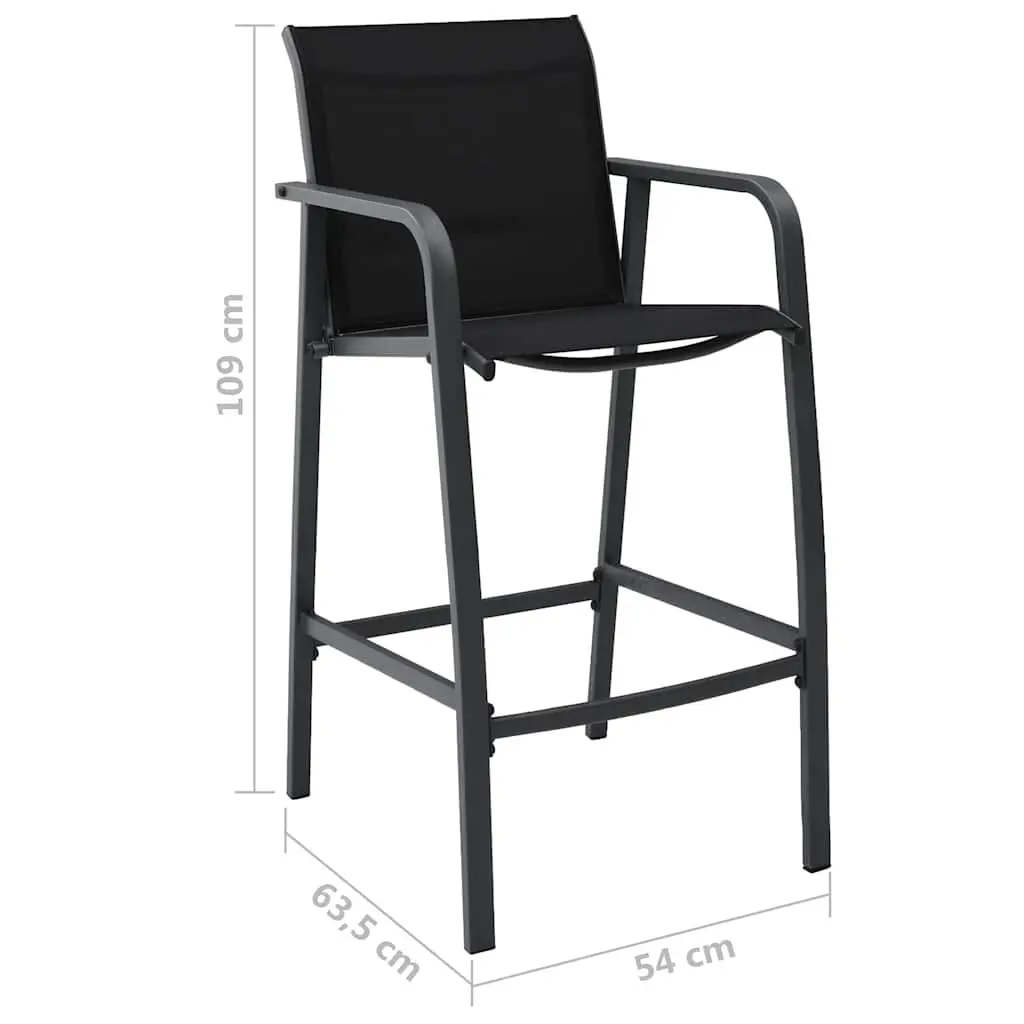 Garden Bar Set 7 Piece Outdoor Furniture Dining Chairs Table Black Patio
