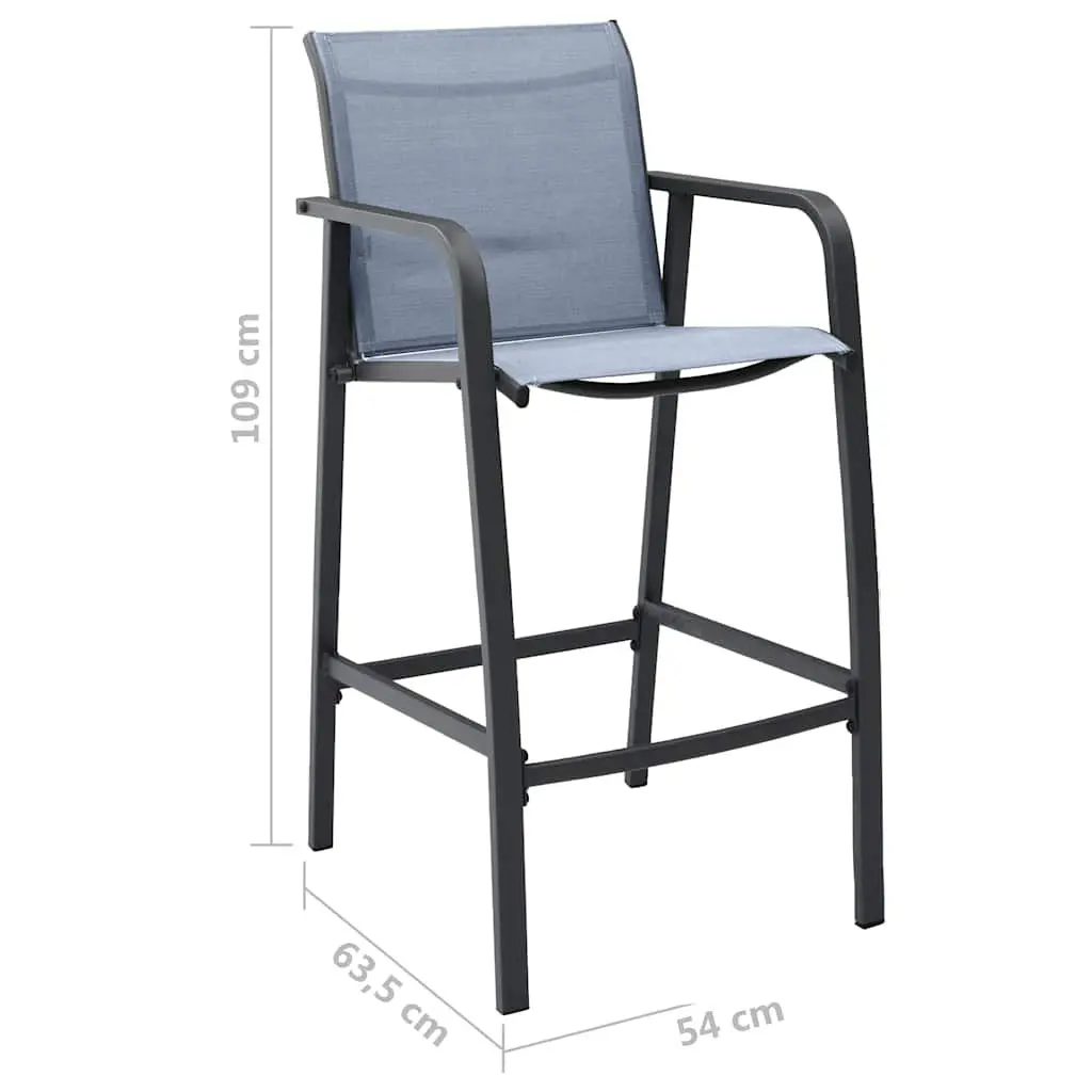 Garden Bar Set 7 Piece Outdoor Furniture Patio Dining Black Grey Steel Frame