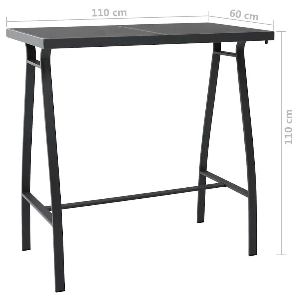 Garden Bar Set 7 Piece Outdoor Furniture Patio Dining Black Grey Steel Frame