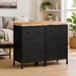 Sideboard with 6 Drawers Brown Storage Cabinet Living Room Furniture