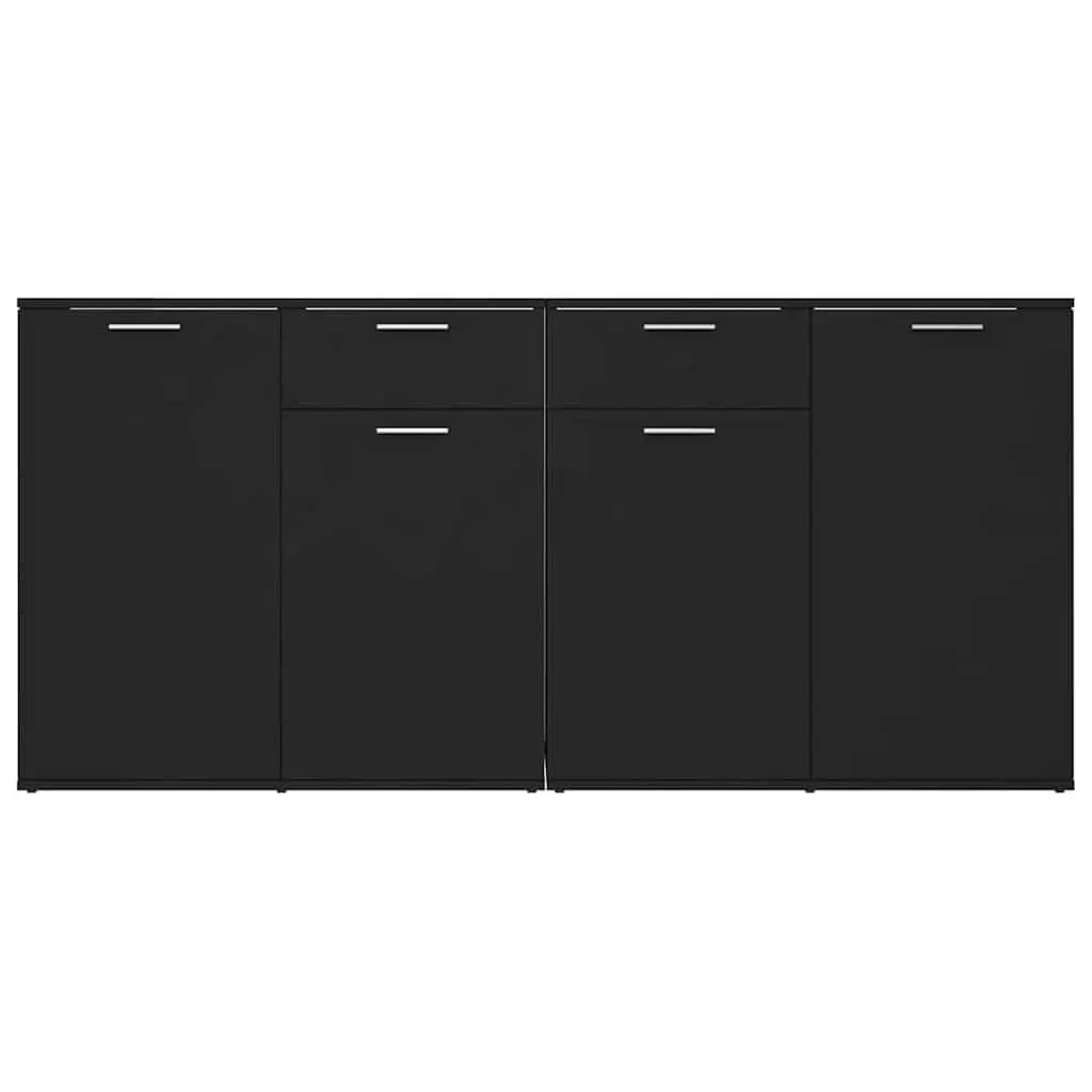 Sideboard Buffet Cabinet Black 160x36x75 cm 4 Door 2 Drawer Storage Unit