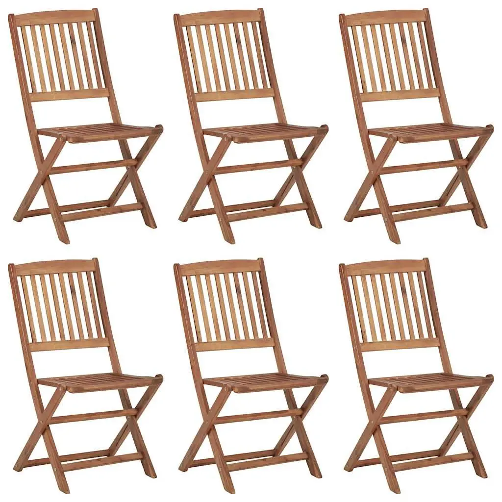 Folding Chairs Outdoor Cushioned Set 6 Piece Solid Acacia Wood Anthracite