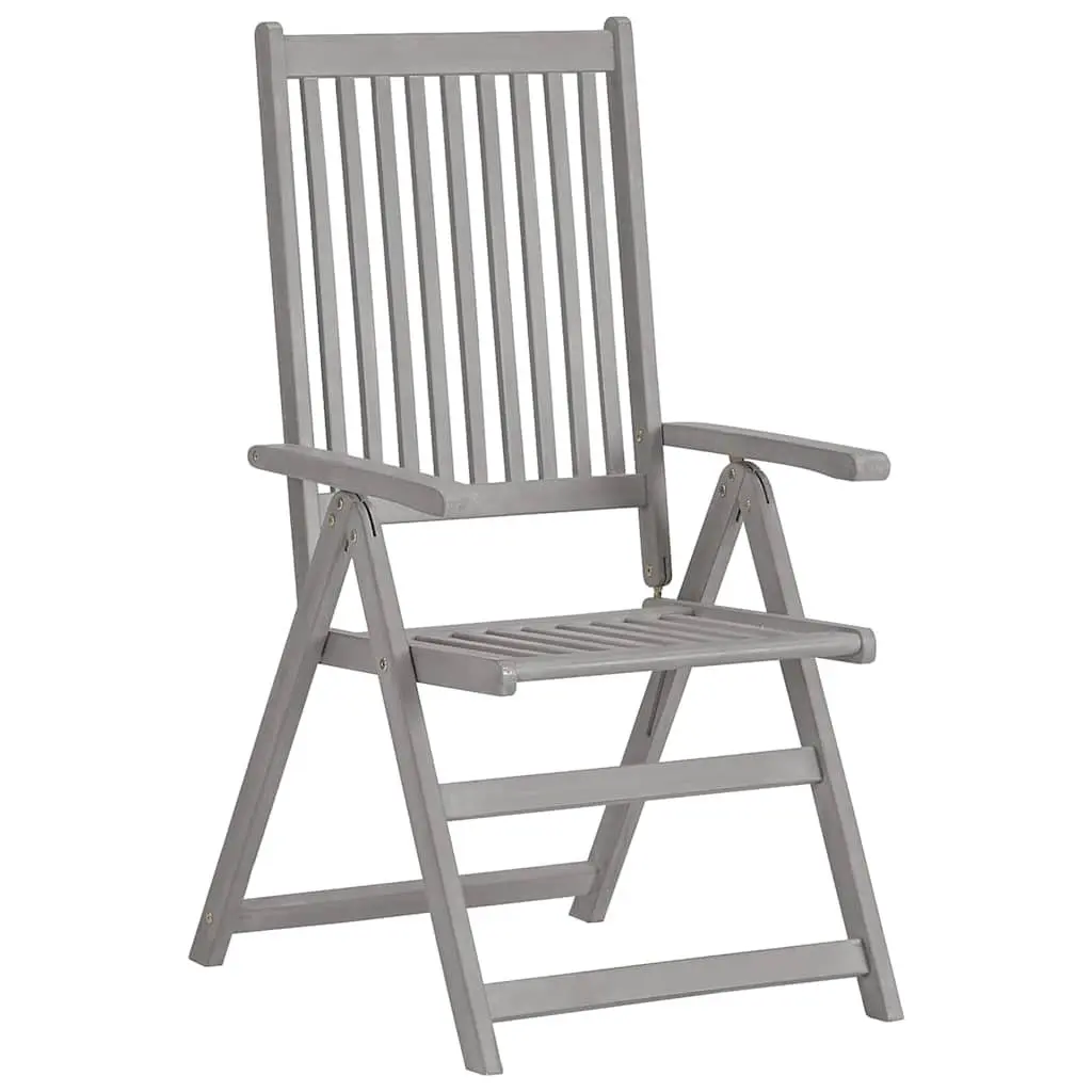 Outdoor Reclining Chairs Set 8 Piece Adjustable Backrest Solid Acacia Wood Grey Wash with Cushions