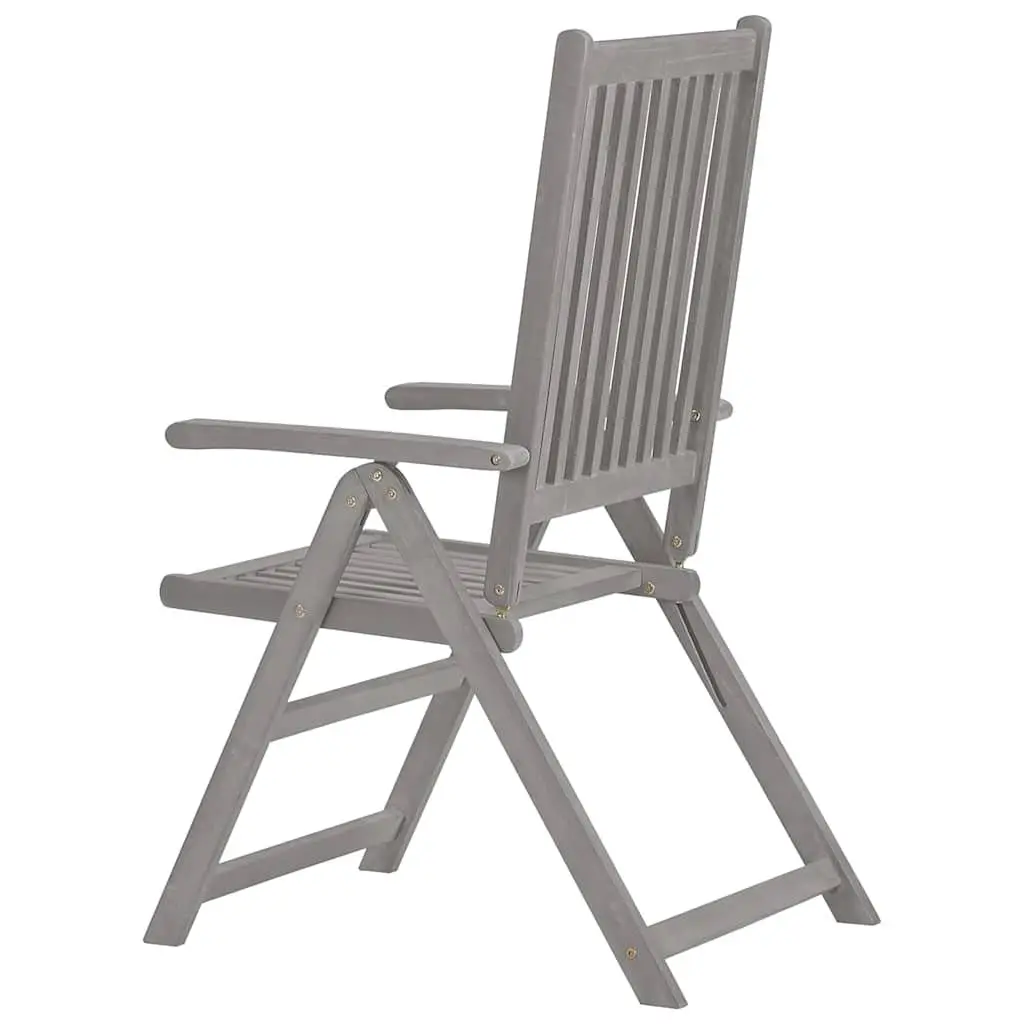 Outdoor Reclining Chairs Set 8 Piece Adjustable Backrest Solid Acacia Wood Grey Wash with Cushions