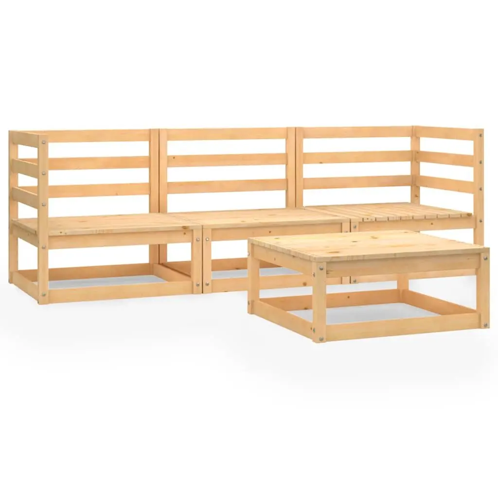 4 Piece Garden Lounge Set Outdoor Furniture Solid Wood Patio Sectional Modular