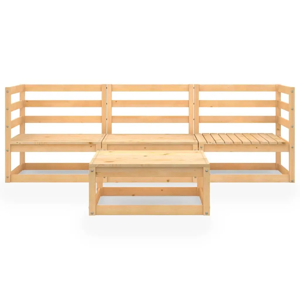 4 Piece Garden Lounge Set Outdoor Furniture Solid Wood Patio Sectional Modular