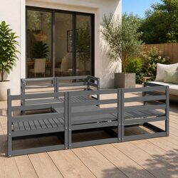 6 Piece Garden Lounge Set Grey Outdoor Furniture Modular Sofa Patio Lounge
