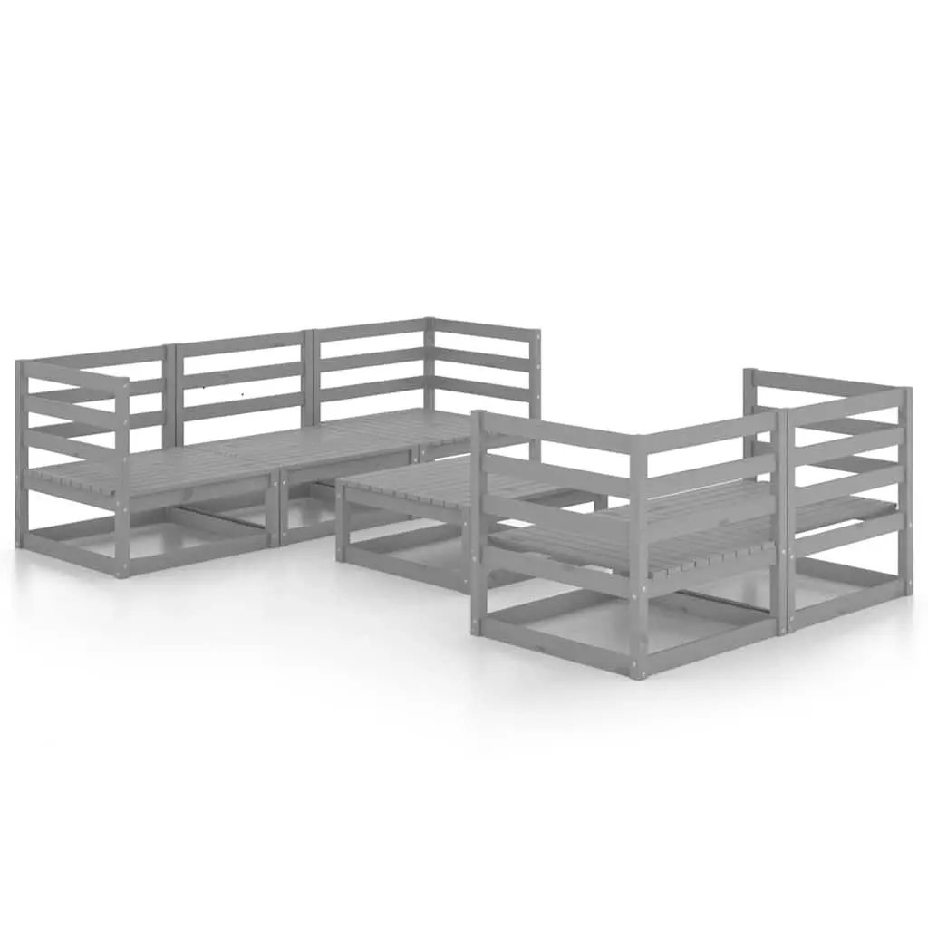 6 Piece Garden Lounge Set Grey Outdoor Furniture Modular Sofa Patio Lounge