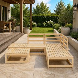 6 Piece Garden Lounge Set Outdoor Furniture Patio Seating Brown Modular