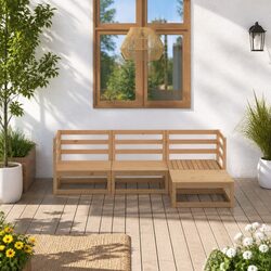 4 Piece Garden Lounge Set Solid Pinewood Outdoor Patio Furniture Brown Modular