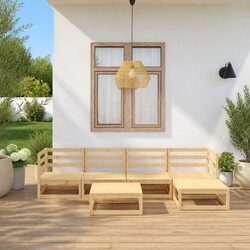 6 Piece Garden Lounge Set Outdoor Furniture Brown Modular Patio Sectional Sofa