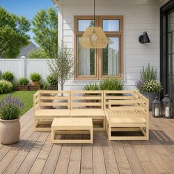 5 Piece Garden Lounge Set Outdoor Furniture Patio Seating Brown Modular