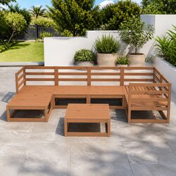7 Piece Garden Lounge Set Solid Pinewood Outdoor Furniture Brown Pallet Design
