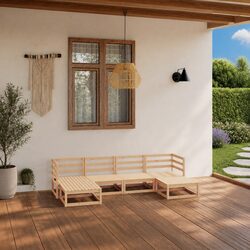 6 Piece Garden Lounge Set Outdoor Furniture Patio Seating Brown Modular Lounge