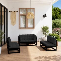 Garden Lounge Set 6 Piece Outdoor Furniture with Cushions Solid Wood Patio