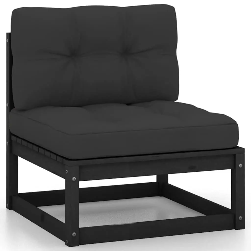 7 Piece Garden Lounge Set Outdoor Furniture Sofa Seating with Cushions Black