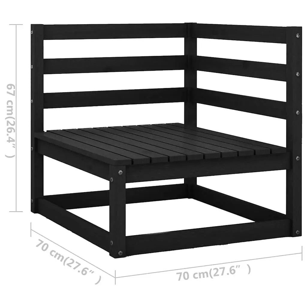 7 Piece Outdoor Garden Lounge Set with Cushions Black Solid Wood Patio Furniture