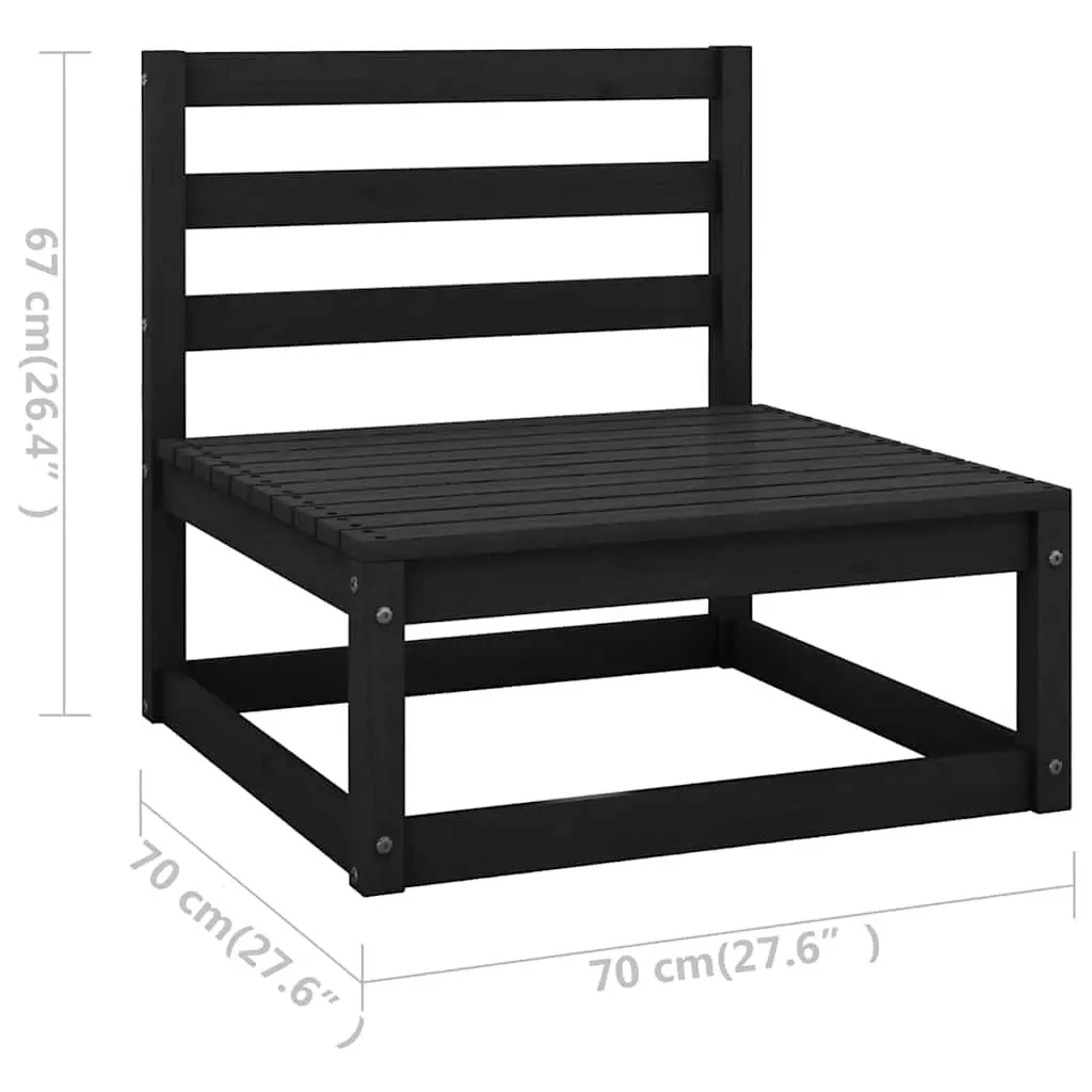 11 Piece Outdoor Lounge Set Solid Pinewood with Cushions Black