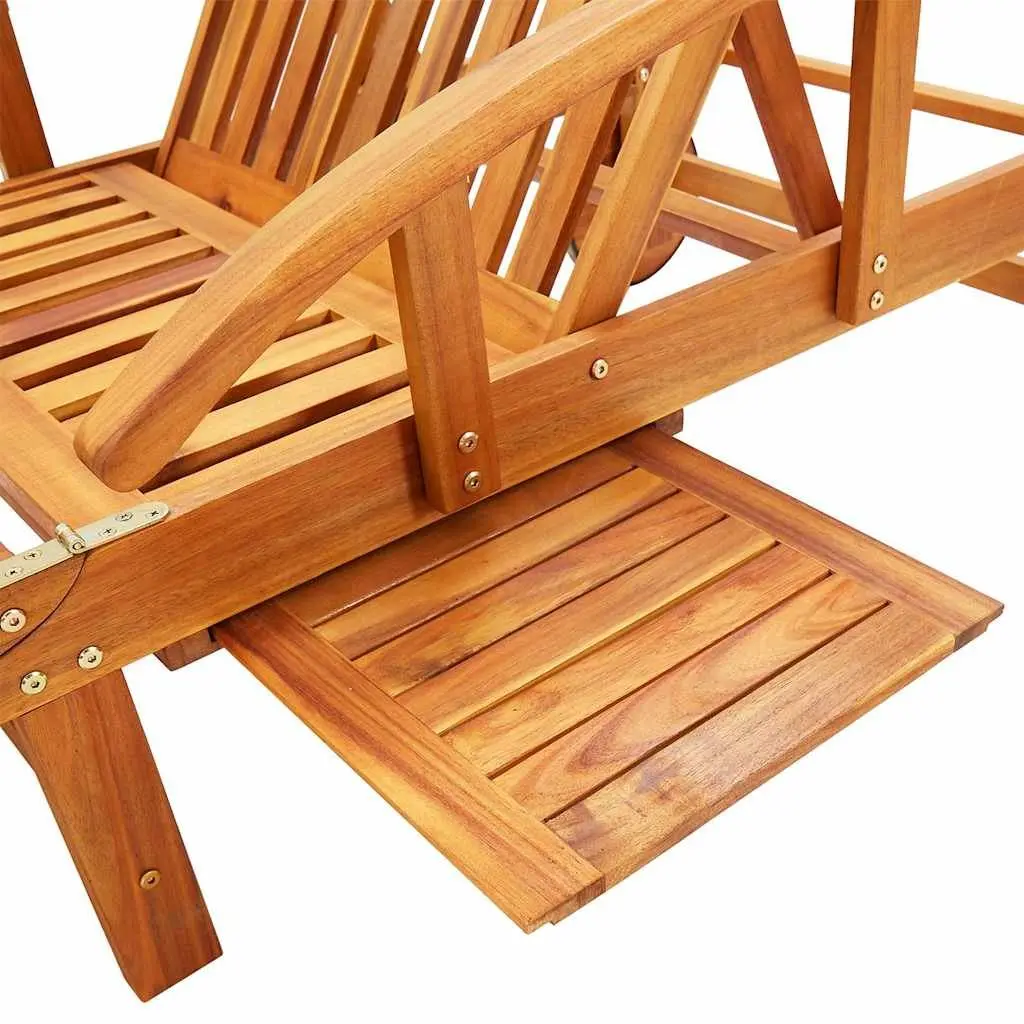 Sun Loungers Adjustable Backrest 2 pcs Acacia Wood Blue Outdoor Patio Daybed Set