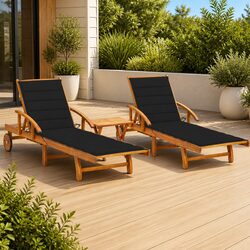 Sun Lounger Set 2 pcs with Table Cushions Outdoor Garden Patio Furniture