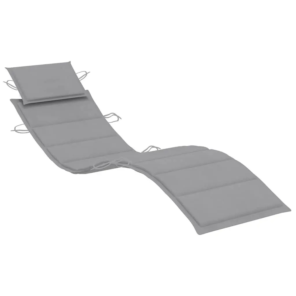 Sun Loungers Solid Acacia Wood 2 pcs with Cushions Grey Outdoor Garden Patio Daybed